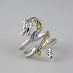 Sterling Silver Dragon Wrap Open Ring for Men & Women