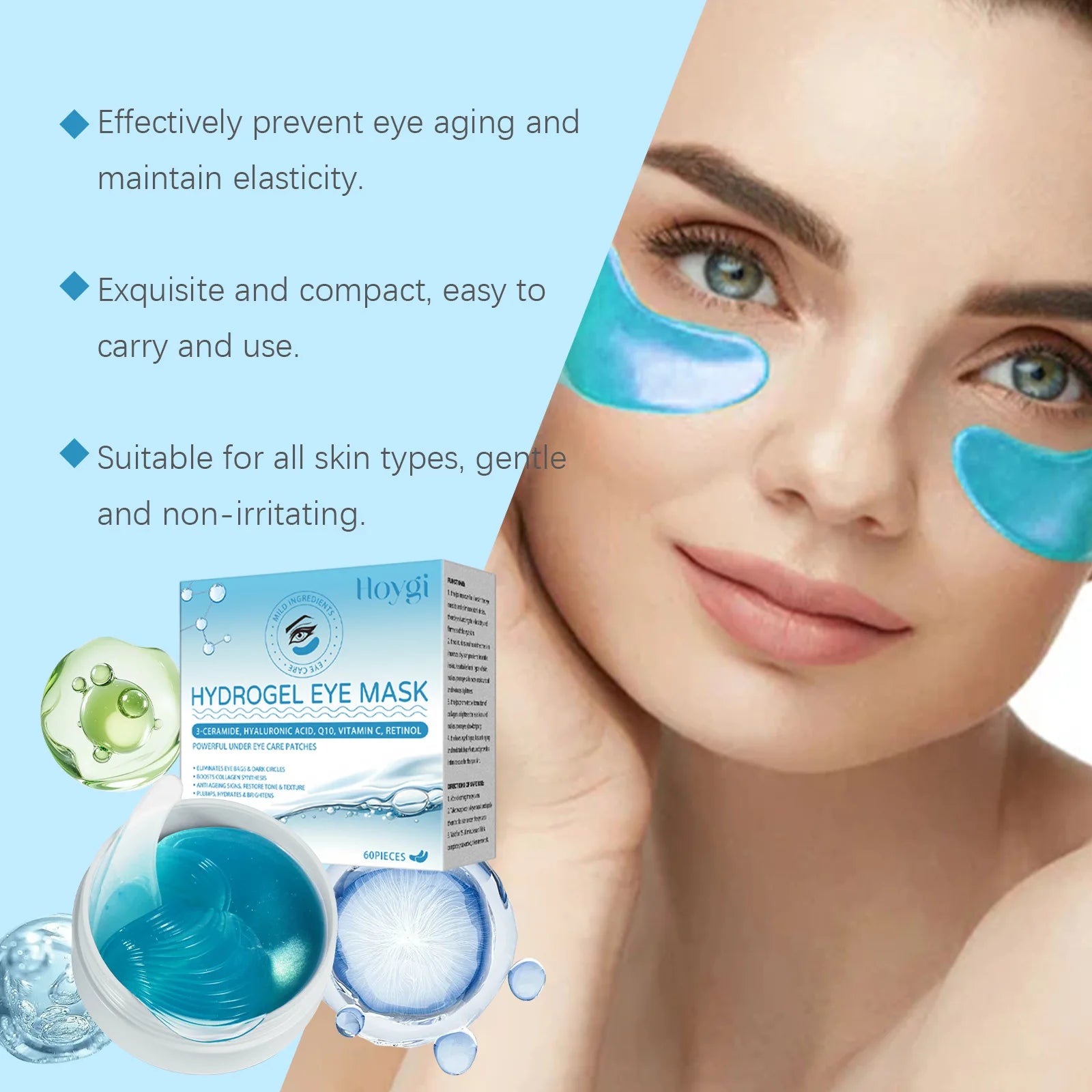 60PCS Retinol Eye Masks Firming Eye Bags Anti Dark Circles Fine Lines Removal Moisturizing Anti Wrinkle Skin Care Eye Patches mbzr
