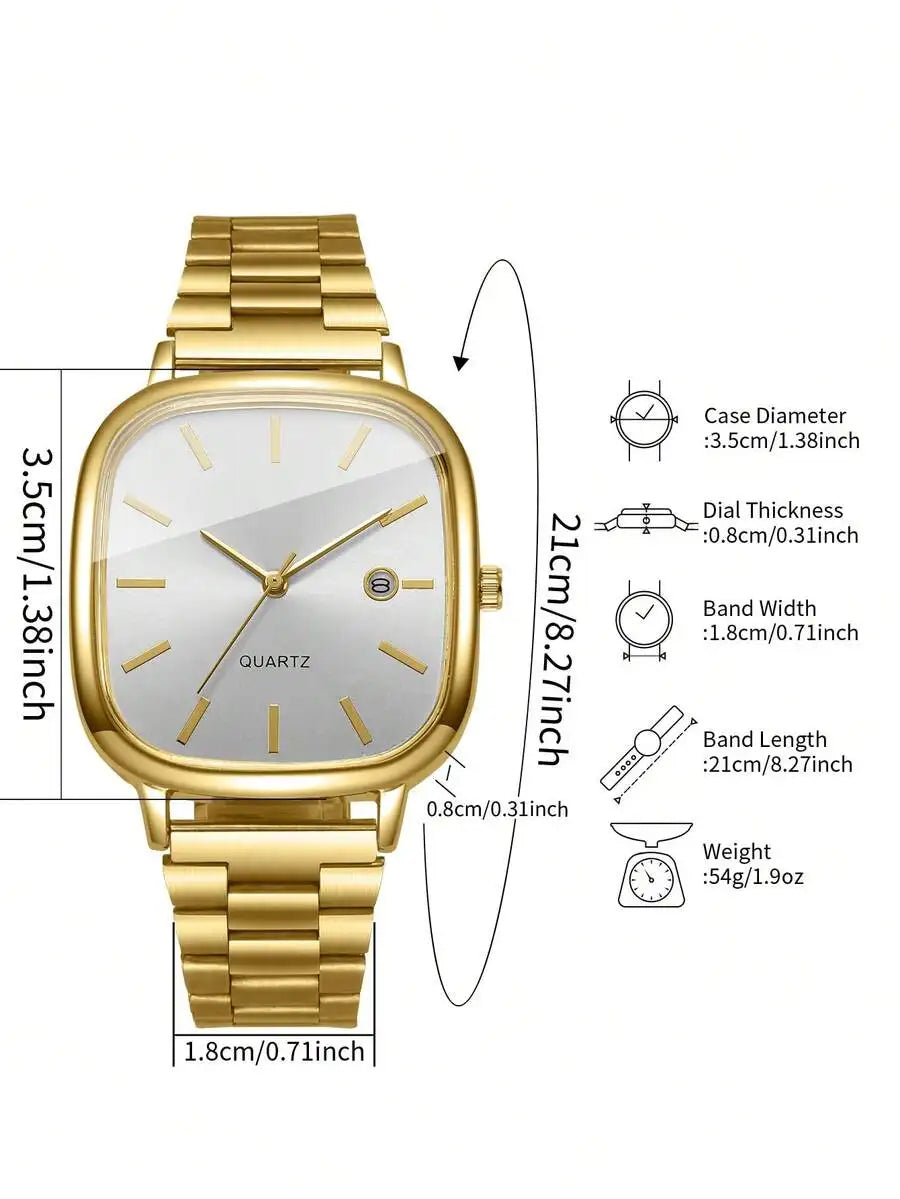 2pcs/Set Fashionable Couple Minimalist Calendar Dial Classic Quartz Wrist Watches, No Watch Box Included