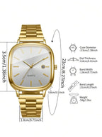 2pcs/Set Fashionable Couple Minimalist Calendar Dial Classic Quartz Wrist Watches, No Watch Box Included