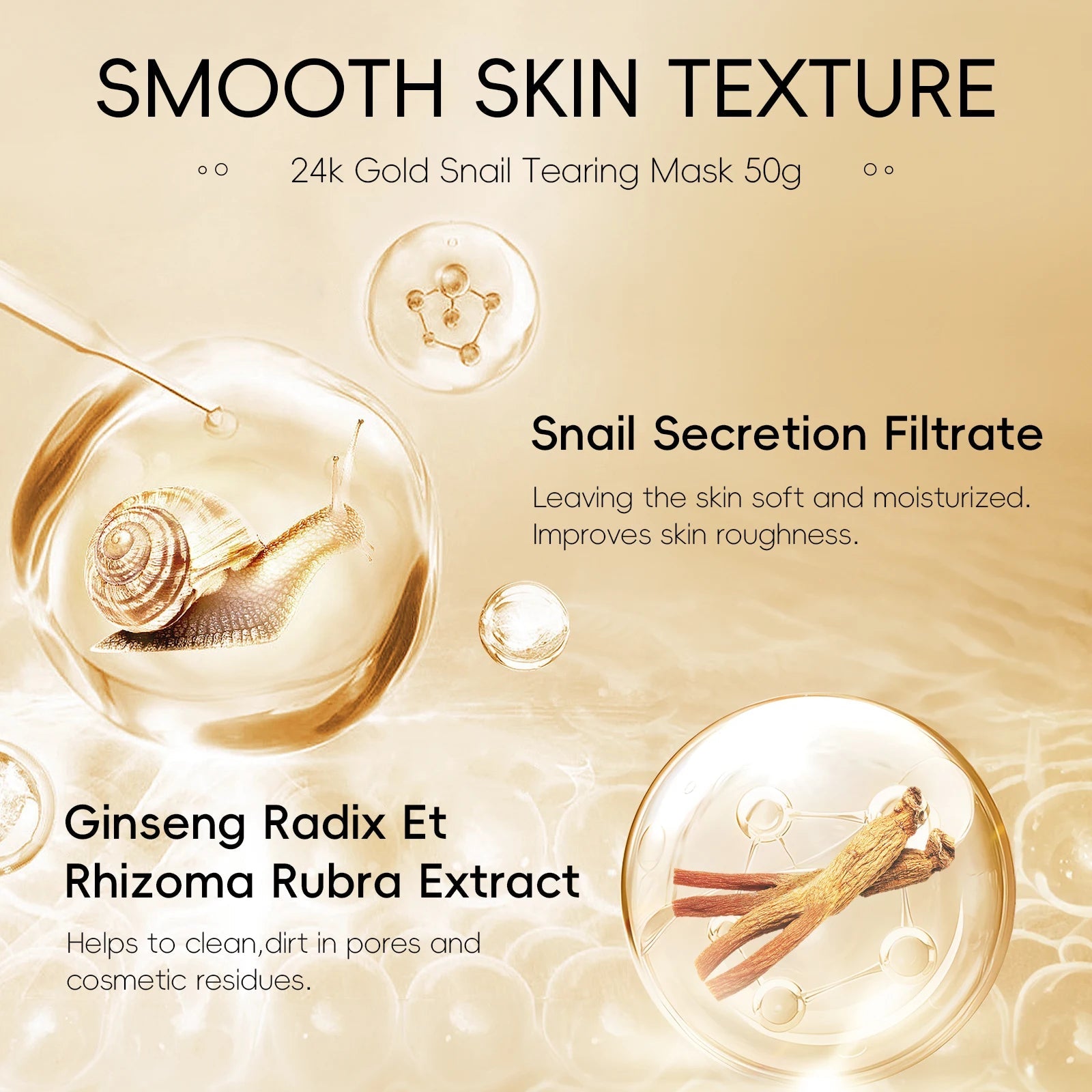LAIKOU 24K Gold Snail Peel-Off Mask 3PCS Deep Cleansing Pore Tightening Blackhead Removal Detoxifying Facial Treatment 50g mbzr