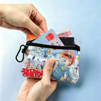 Classic Romantic Anime U-Urusei Y-Yatsura Oxford Coin Wallet Detachable Carabiner Hook Compact Storage Bag For Outdoor Shopping