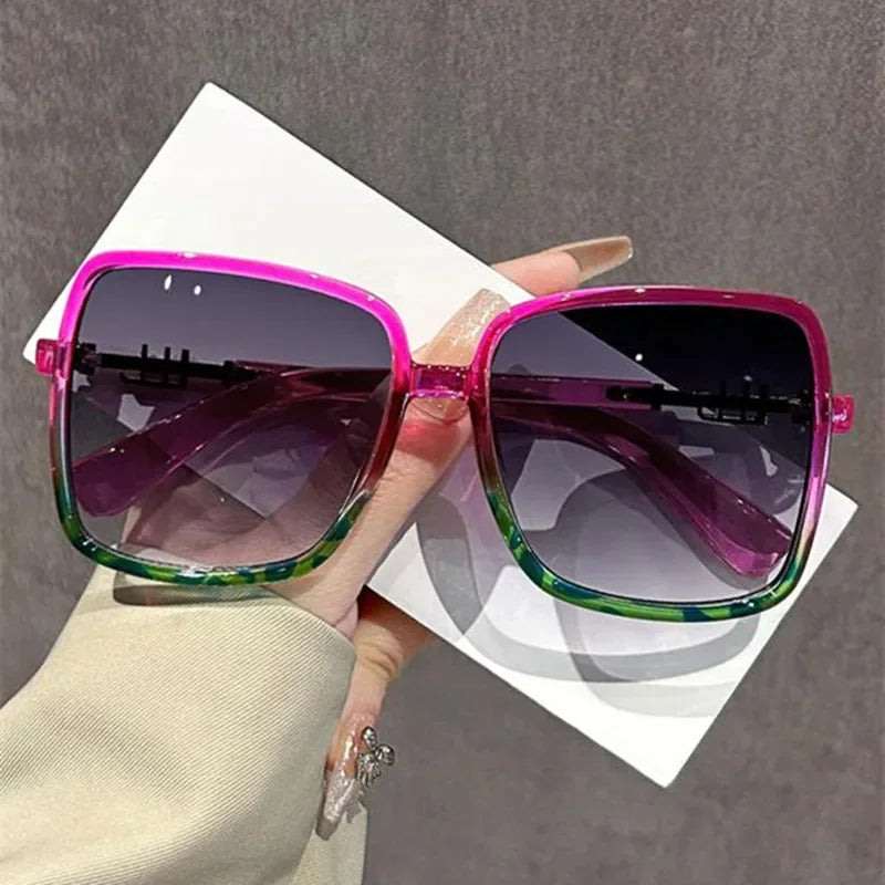 2026 Vintage Square Women's Sunglasses Luxury Designer Sun Glasses Classic Eyeglasses Lady UV400 Big Frame Mirror Oculos De Sol