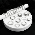 Best Selling 21-Piece Vintage Distressed Ring Set, Dark Style Butterfly & Flower Rings, Edgy Minimalist Accessory Gift mbzr