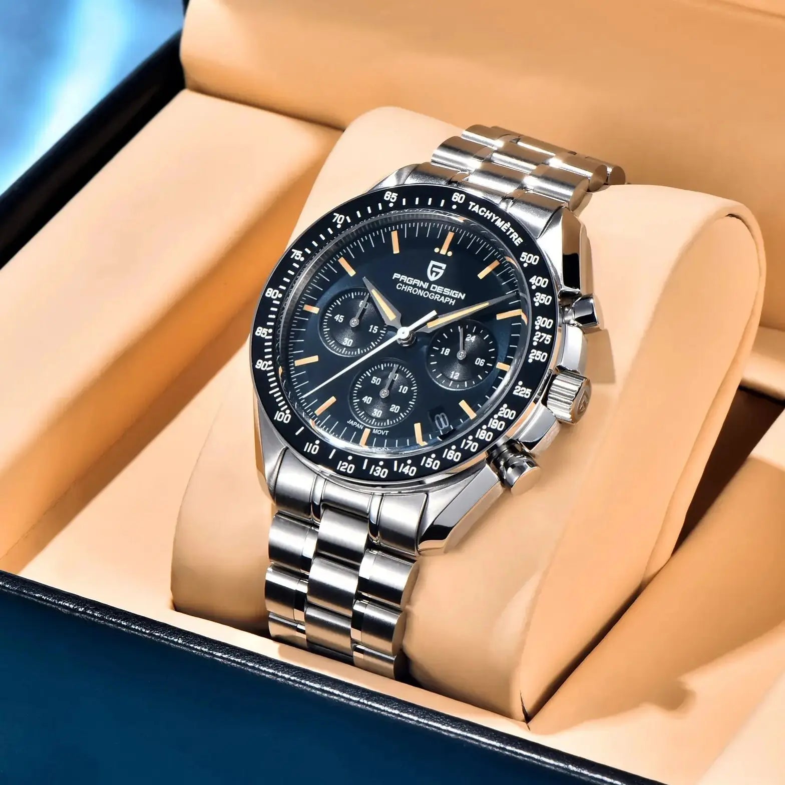 PAGANI DESIGN 2026 New Moon Watch Retro Luxury Quartz Watches For Men Stainless steel Luminous waterproof Sport Chronograph Man
