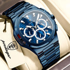 POEDAGAR Business Male Clock Date Chronograph Waterproof Luminous Luxury Men Watch Stainless Steel Quartz Fashion Men's Watches mbzr