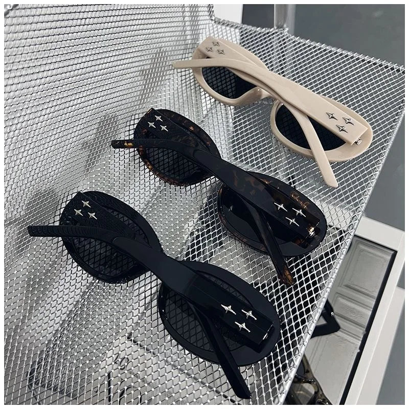 New Korean version gm personalized spice girl style American sunglasses three stars retro oval small frame premium sunglasses