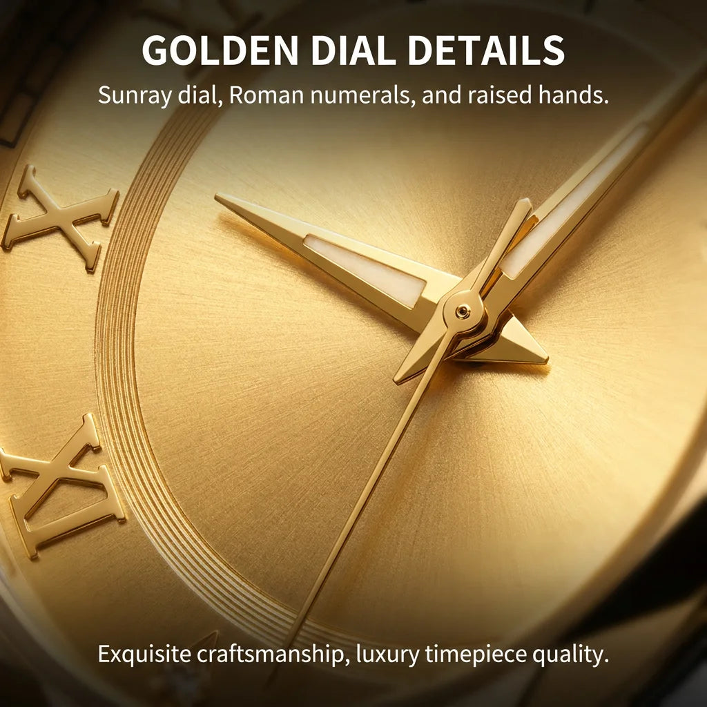 1pcs Men's Gold Alloy Band Luxury Business Calendar Quartz Watch for Party Holiday Gift mbzr