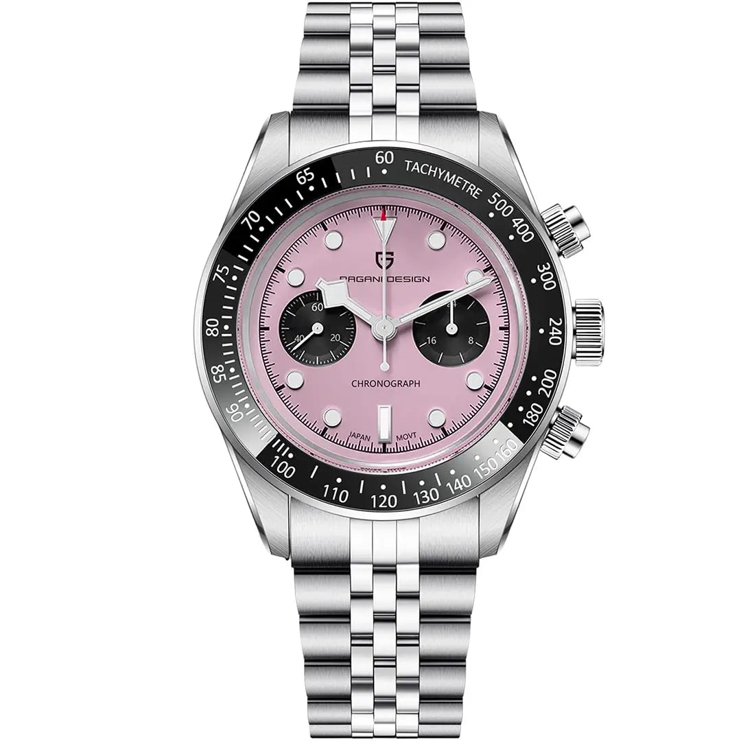 PAGANI DESIGN Men Watches New Pink BB Panda Dial Chronograph Fashion Luxury Quartz Watch For Men VK64 Movt Waterproof Watch 2026 mbzr