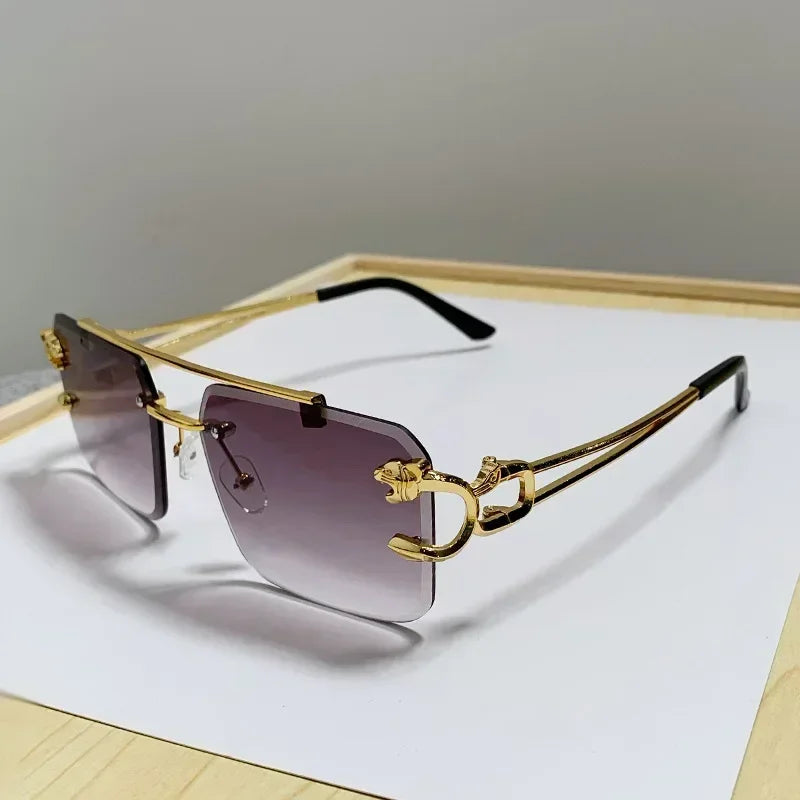 Rimless Square Sunglasses For Men And Women Brand Designer Vintage Luxury Retro Mirror Fashionable And Individualistic Sunglasses Suitable For Daily Wear Festival Gifts Dance Parties Travel And Parties Oculos De Sol