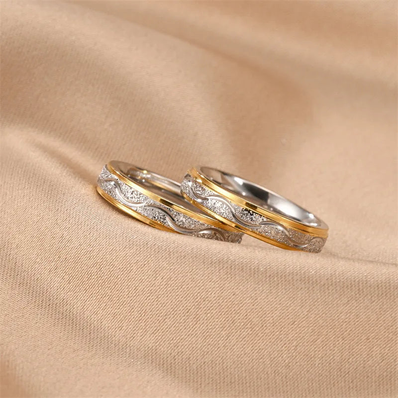 Simple Stainless Steel Frosted Couple Rings For Women Men Fashion Jewelry Valentine's Day Gifts For Lover Size 5-13 Wholesale