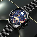 Fashion Mens Stainless Steel Watches Luxury Quartz Wristwatch Calendar Luminous Clock Men Business Casual Watch Reloj Hombre mbzr