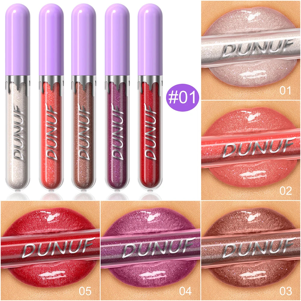 Lip Gloss Lip Oil Set, Glitter Lipstick Shimmer Moisturizing Hydrating Waterproof Non-sticky, Deep Red, Y2K Makeup Christmas mbzr