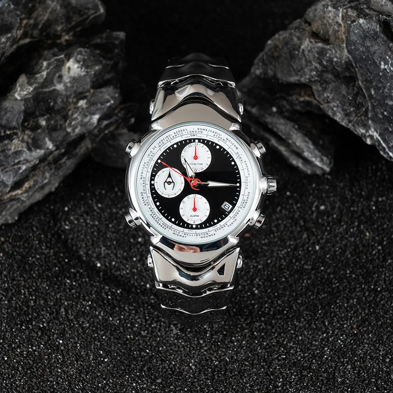 Fashion Multifunctional Alien Y2k Quartz Watch Mens Six Needles Dial Unique Special Blade Creative Alien Shape Fashion Men Watch Clock mbzr