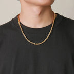 Vnox Dainty Gold Color Rope Chain Necklaces for Women Men,Chic Twisted Collar, Waterproof Stainless Steel Link 2/3/4/5mm Width