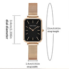 Hannah Martin Womens Watch US Local Shipping Square 34mm Dial Simple Bar Scale Silver Stainless Steel Milan Strap Japanese Original Quartz Movement Clock Nordic Fashion Style Suitable for Various Dressing Styles, Women Gift C