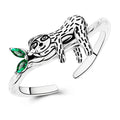 MULA Sterling Silver Retro Animal Zircon Adjustable Open Ring