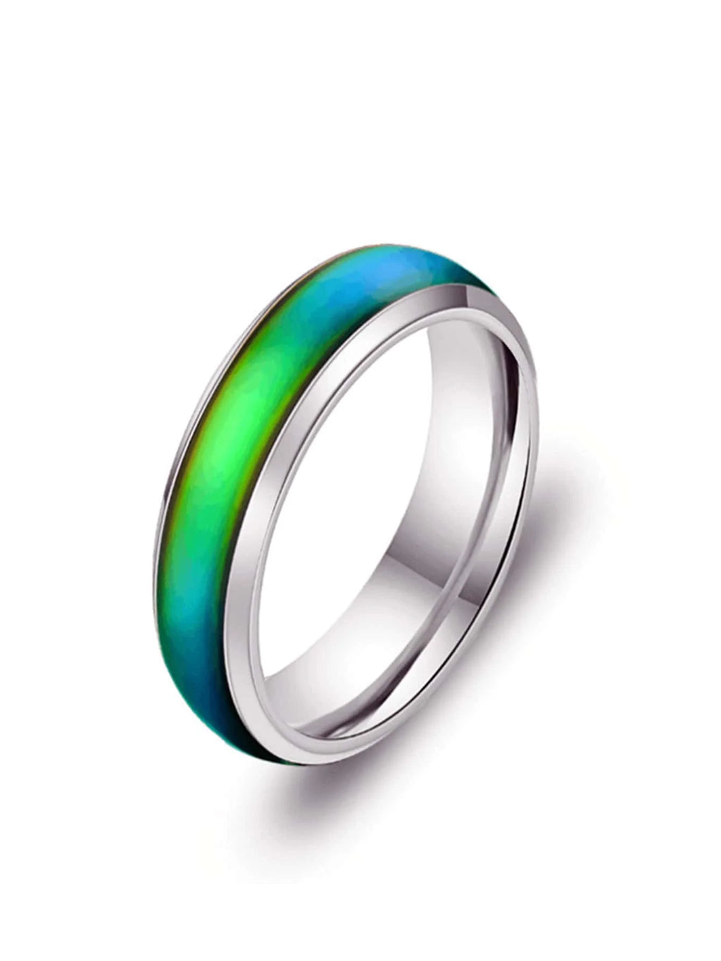 5pcs/Set Fashionable Color Changing Titanium Steel Rings, Hip Hop Punk Style Multi-Colored Ring, Romantic Heart-Shaped Mood