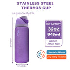 Owalaa diamond purple 32oz/945ml stainless steel insulated water bottle with straw,for daily sports outdoor,perfect gift mbzr