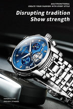 Quartz Watch Flywheel Skeleton Chronograph Moon Phase Multifunctional OLEVS 2856 mbzr