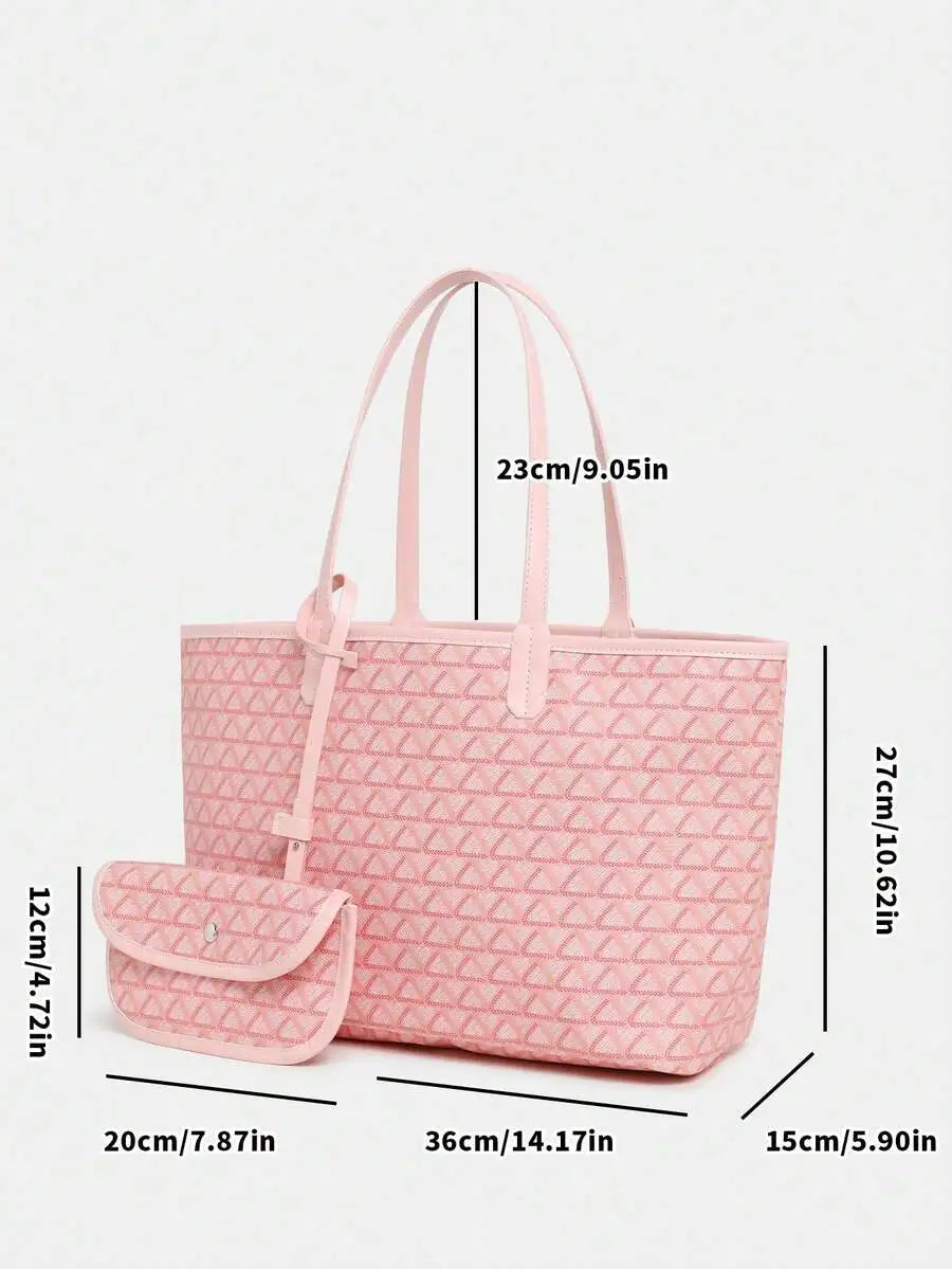 Women Minimalist Tote Bag Set With Wallet, Large Capacity Shoulder Bag, Office Casual Handbag mbzr