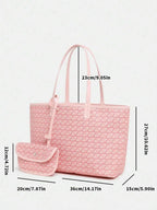 Women Minimalist Tote Bag Set With Wallet, Large Capacity Shoulder Bag, Office Casual Handbag mbzr