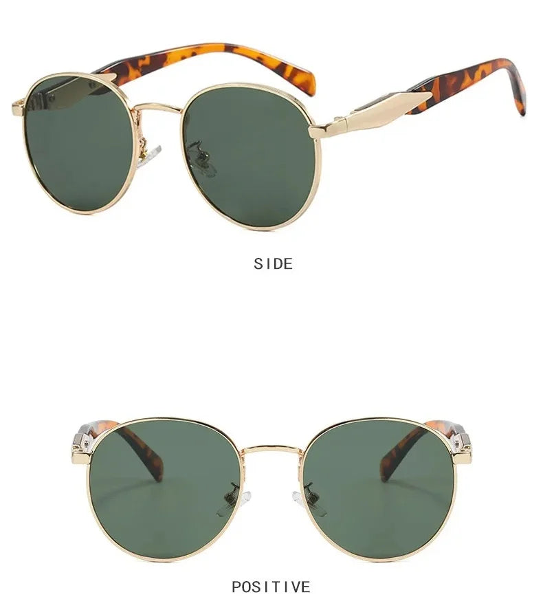 Vintage Round Metal Sunglasses Women New Fashion Retro Sun Glasses Female Brand Designer Ins Trendy Eyewear Male UV400