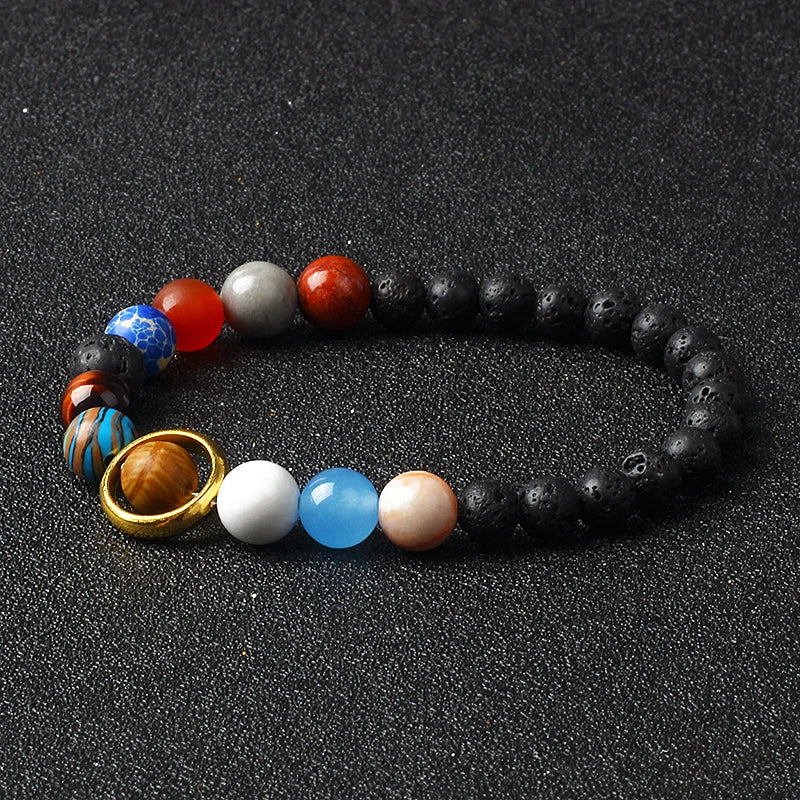 Universe Galaxy Eight Planets 12 Constellation Bracelets for Women Natural Stone Solar System Bracelets Libra Virgo Leo Jewelry