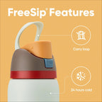 FreeSip Insulated Stainless Steel Water Bottle with Straw for Sports, Travel, and School Sports Water Bottle, 32 oz, Foggy Tide mbzr