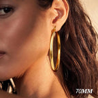 14K Chunky Gold Plated Hoop Earrings for Women 925 Sterling Silver Post Hollow Tube Hoops Earrings 4mm Thick Hoop Earrings Hypoallergenic Lightweight Gold Big Large Hoop Earrings 25/30/40/50/60/70MM