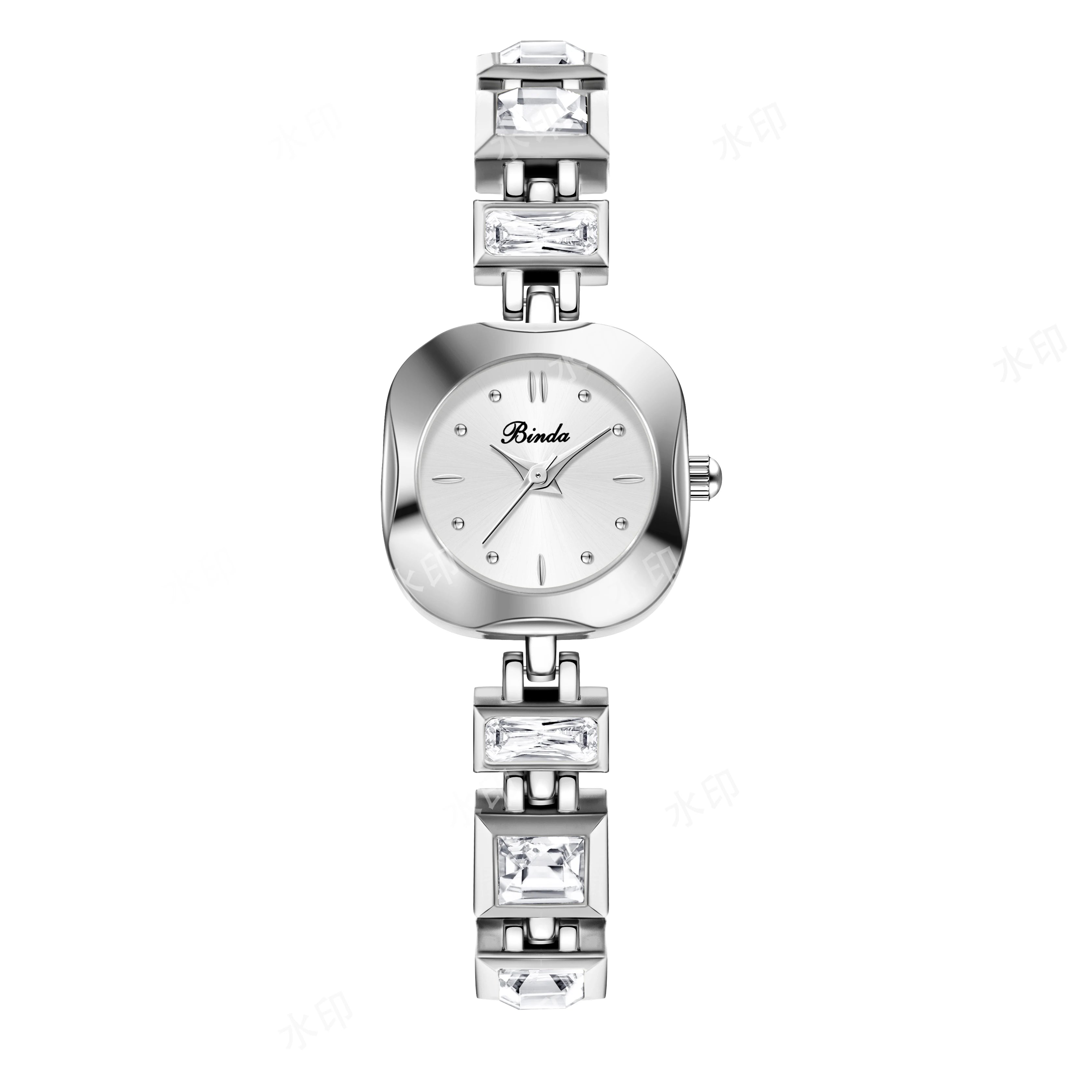 BINDA Women’s Square Crystal Quartz Watch Bracelet with Box & Strap Adjuster mbzr