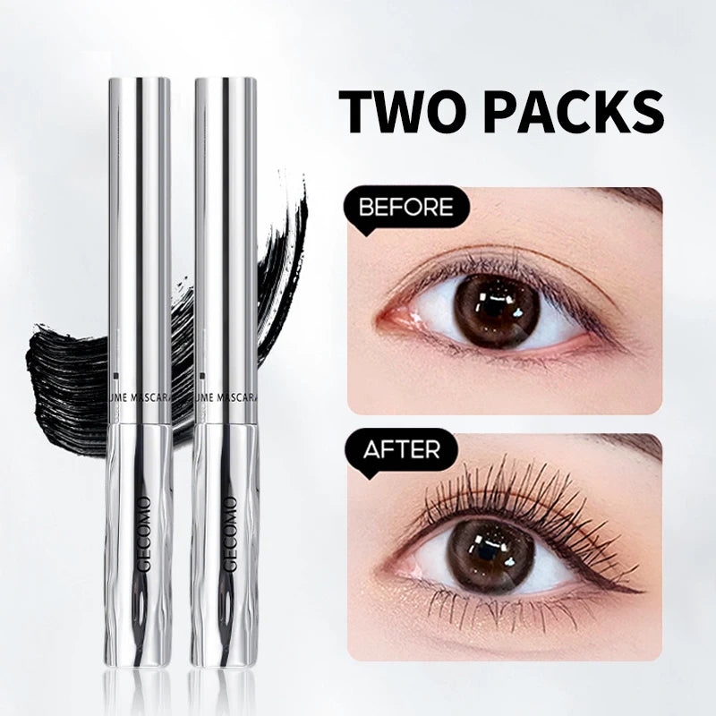 2 Pack Slim Brush Mascara, Lengthening & Defining Lash Mascara Set, Clump-Free Smudge-Resistant Eye Makeup for Daily Wear mbzr