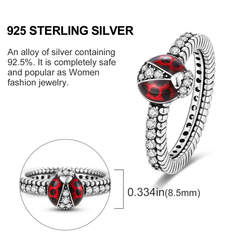 Original 925 Sterling Silver Ring Colorful Diamonds Cubic Zircon Finger Ring for Women