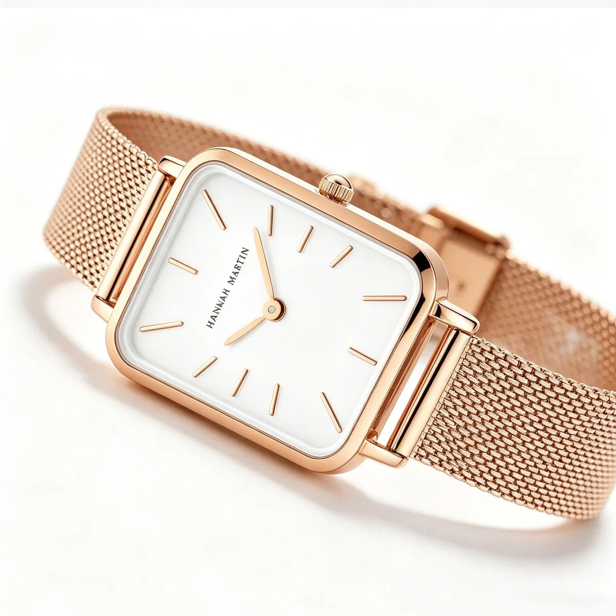 Women Quartz Watches 34mm Rose Gold Minimalist Stainless Steel Mesh Clock 3Bar Waterproof Suitable Daily Wear Jewelry Decoration mbzr
