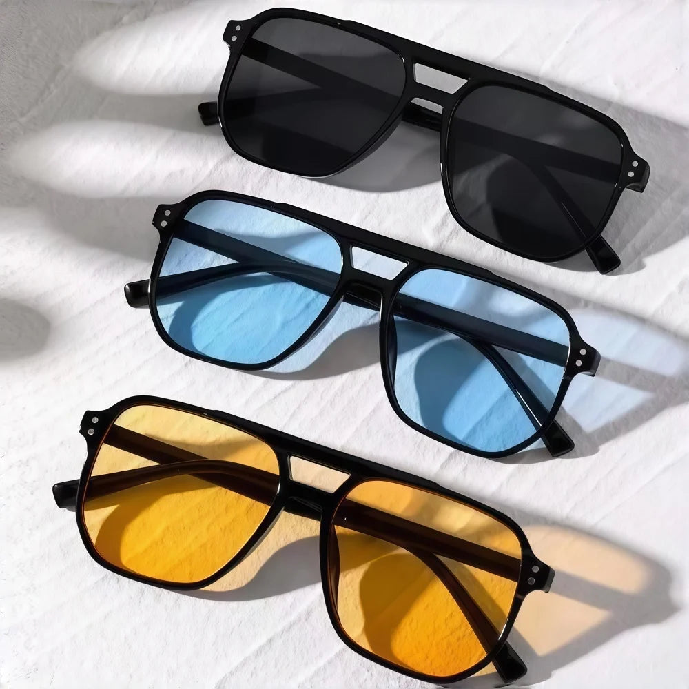 2026 New Retro Double Beam Sunglasses Fashion Trendy Outdoor UV Protection Sunscreen Sunglasses For Women And Men Daily Commuting Travel Wear