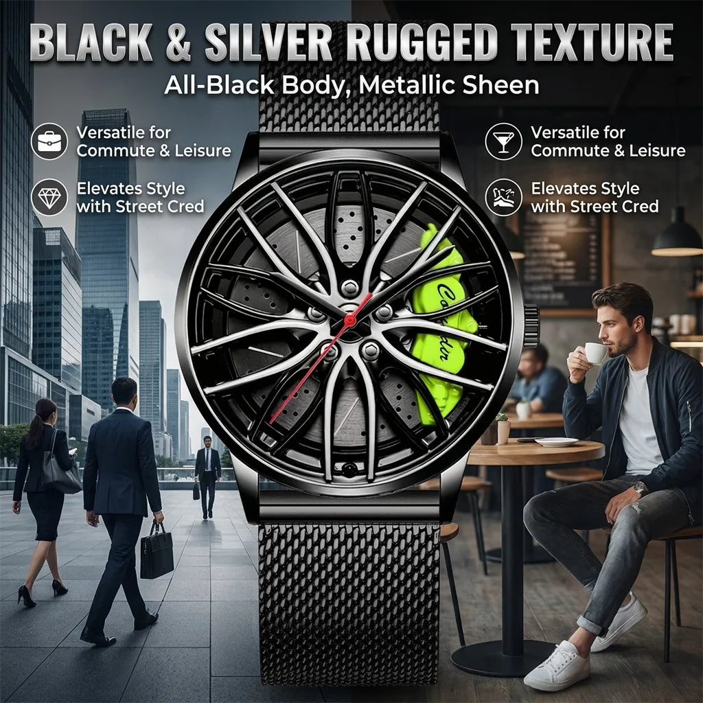 1pcs Men's Black Green Alloy Band Luxury Business Luminous Quartz Watch for Party Holiday Gift mbzr