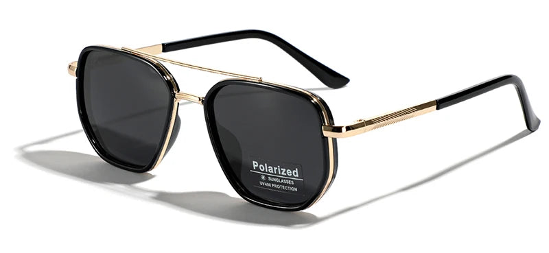 Peekaboo TR90 Polarized Sunglasses Retro Style Metal Square Double Bridge UV400