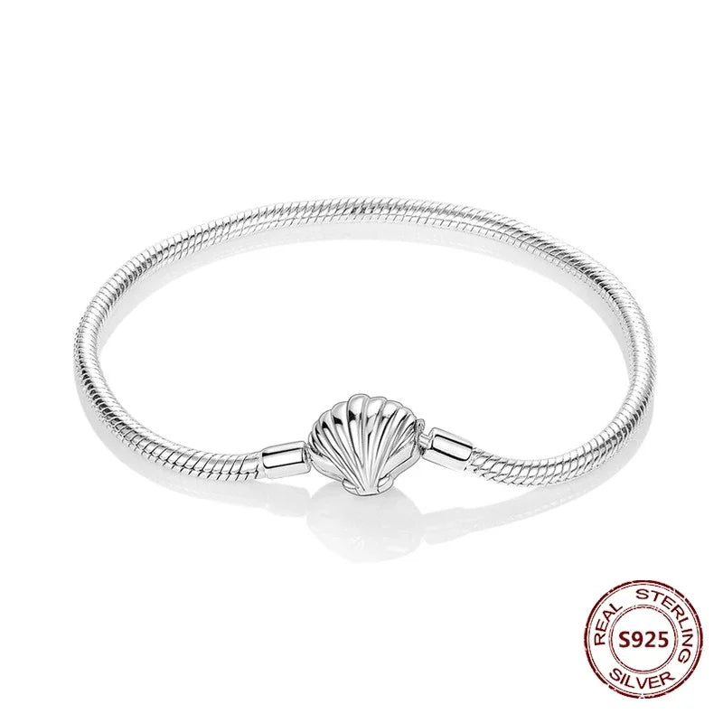 Silver 925 Bracelet Original Bracelets Colorful Zircon Heart Flower Cat Snake Chain For DIY Charms 17-20CM Luxury Jewelry Gifts mbzr