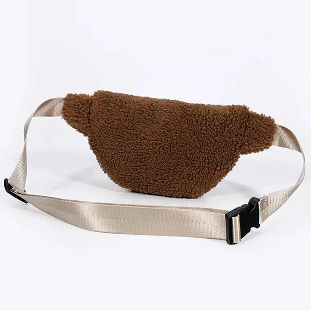 Unisex Solid Shoulder Bag Zipper Closure Fluffy Sling Bag Fashion Multifunctional Foldable Lightweight Autumn Winter Daily Bag mbzr