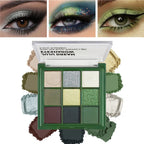 9-Color Green Tone Eyeshadow Palette - Eye Palette (Matte/Shimmer/Glitter) Long-Lasting Pigmented Eye Makeup Palette mbzr