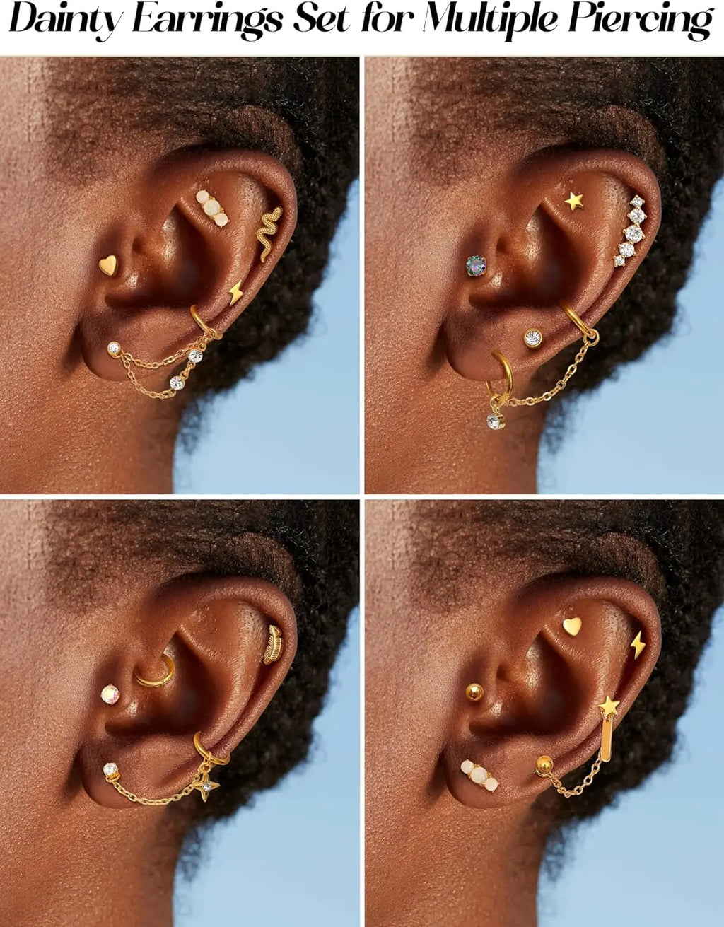 33Pcs 20G Cartilage Earrings Set for Women Men Surgical Steel Earrings CZ Flat Back Stud Earrings Hoop Helix Piercing Jewelry