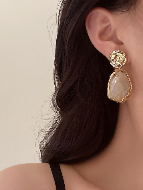 1 Pair Metallic Resin Vintage Ombre Dangle Earrings, Elegant Everyday Wear, Suitable For Parties, Holidays And Formal Occasions
