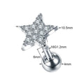 Cubic Zirconia Star Cartilage Stud Earring Stainless Steel 16G