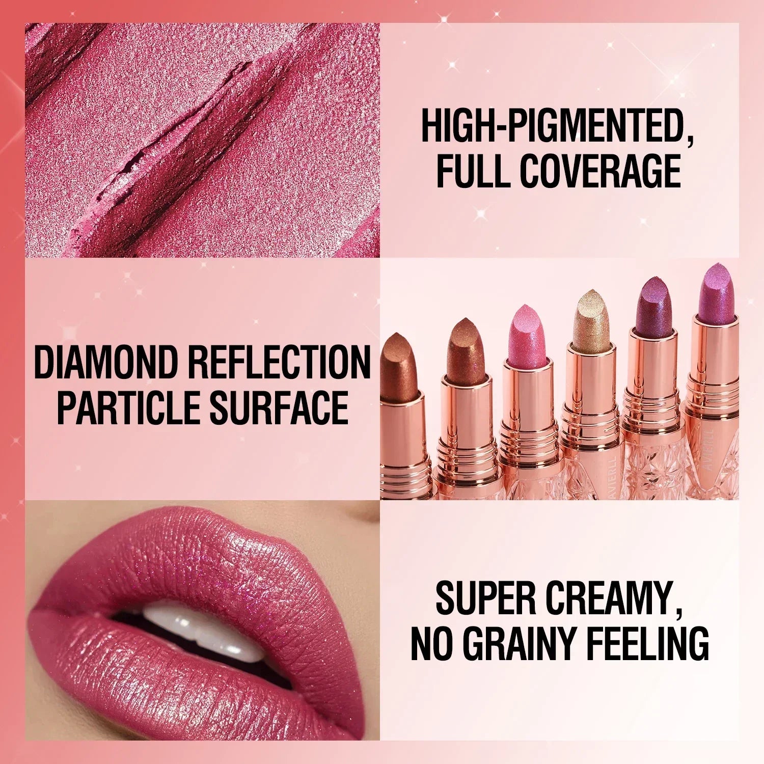 Quicksand Gold Lipstick Fine Glitter lipstick, Moisturizing Silky Mermaid Girl Pink, Long-Lasting Waterproof Grapefruit Orange mbzr