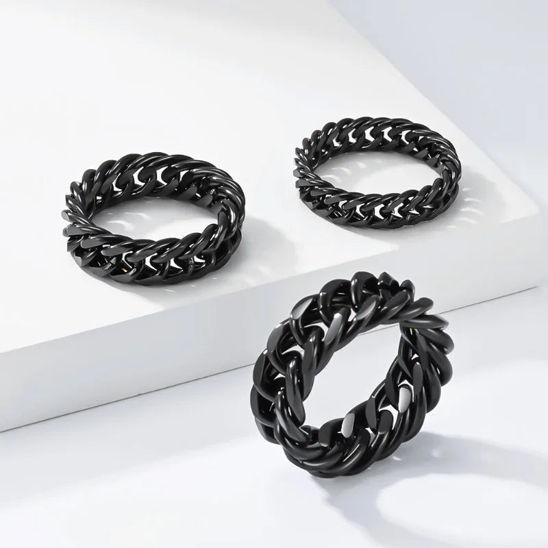 Cold Neutral Titanium Steel Smooth Chain Ring Men's and Women's Double Woven Cuban Chain Niche High-end Non-fading Jewelry