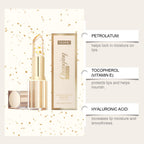 24K Gold Foil Vitamin E Lip Balm Crystal Jelly Lipstick,Moisturizing Lip Care for Dry Lips,Long-Lasting Hydrating Tint mbzr