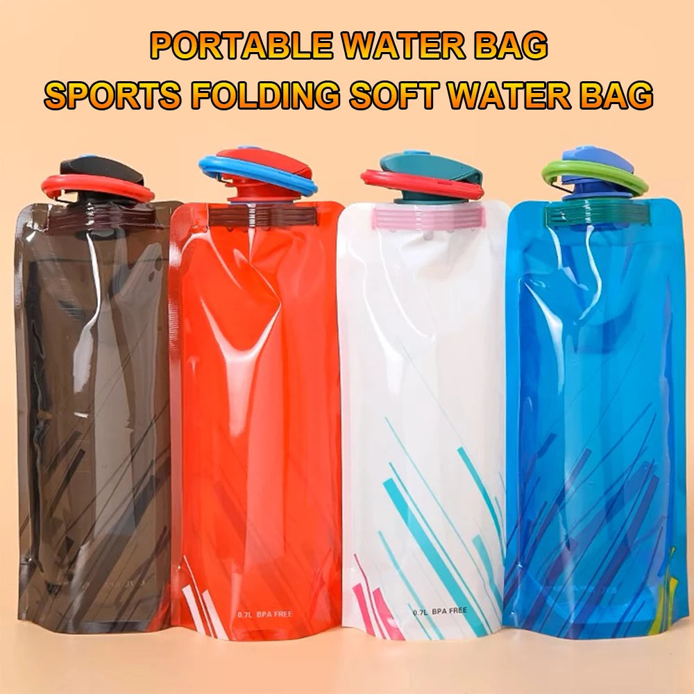 Outdoor Cycling Sports Water Bottle - Mountaineering Portable Water Cup - PE Plastic Folding Water Bag - Gift Promotion Water mbzr