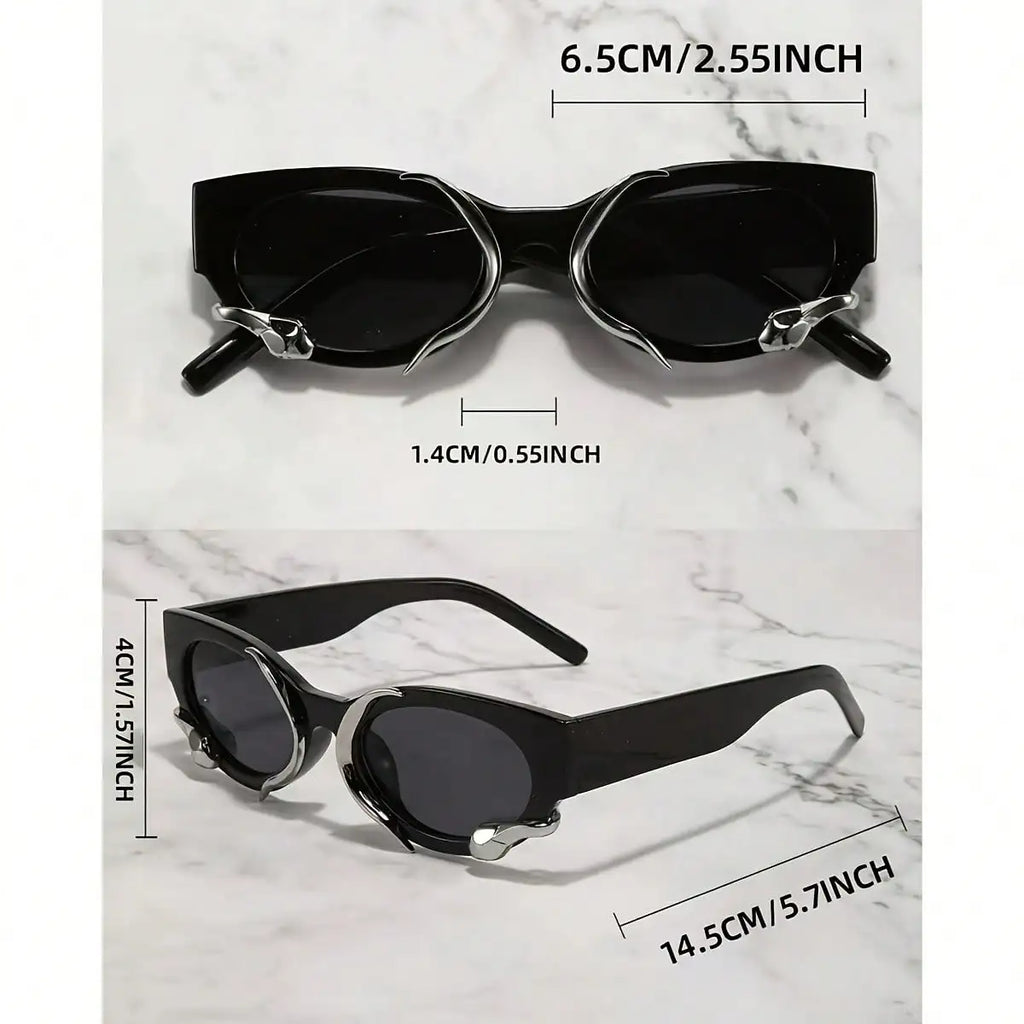 Y2K Retro Cat-Eye Fashion Glasses with Snake Pattern