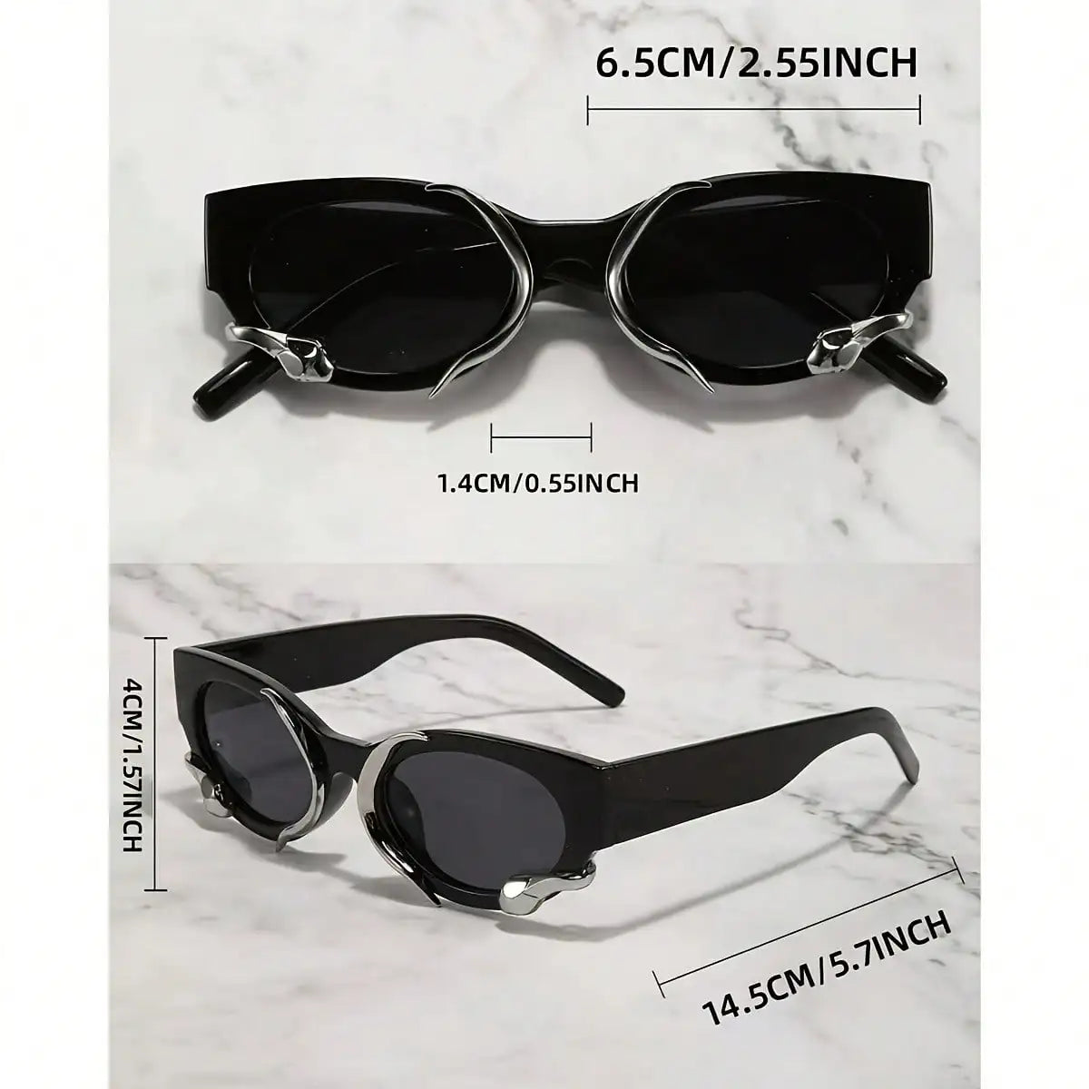 Y2K Retro Cat-Eye Fashion Glasses with Snake Pattern