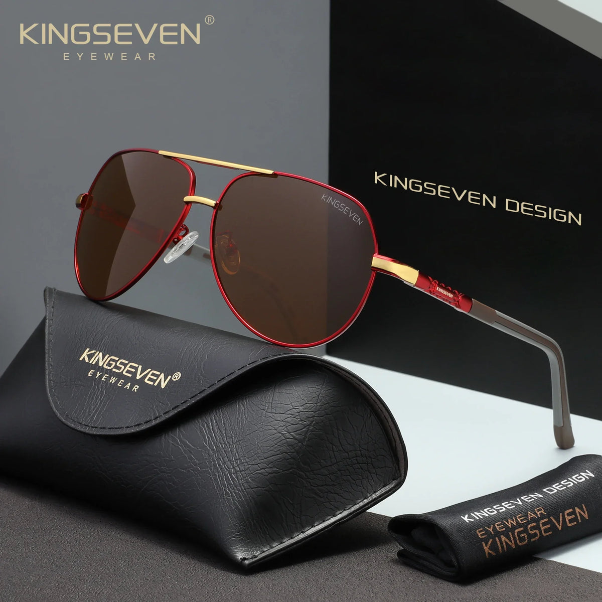 KINGSEVEN New Fashion Pilot Frame Sunglasses Unisex Classic Outdoor Sports Summer Glasses Polarized UV400 Driving Shades Eyewear
